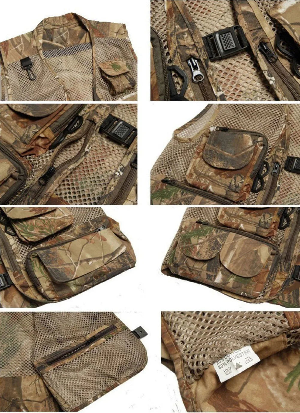 Fishing Utility Tactical Camo Mesh Removable Vest