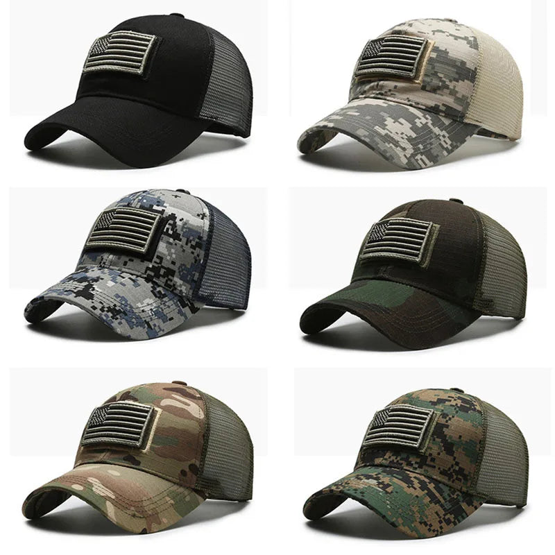 Hat Summer Sun Shading  Camouflage Baseball Cap Badge Embroidered Patch Hats Men's Outdoor Hiking Climbing Tactical Peaked Cap