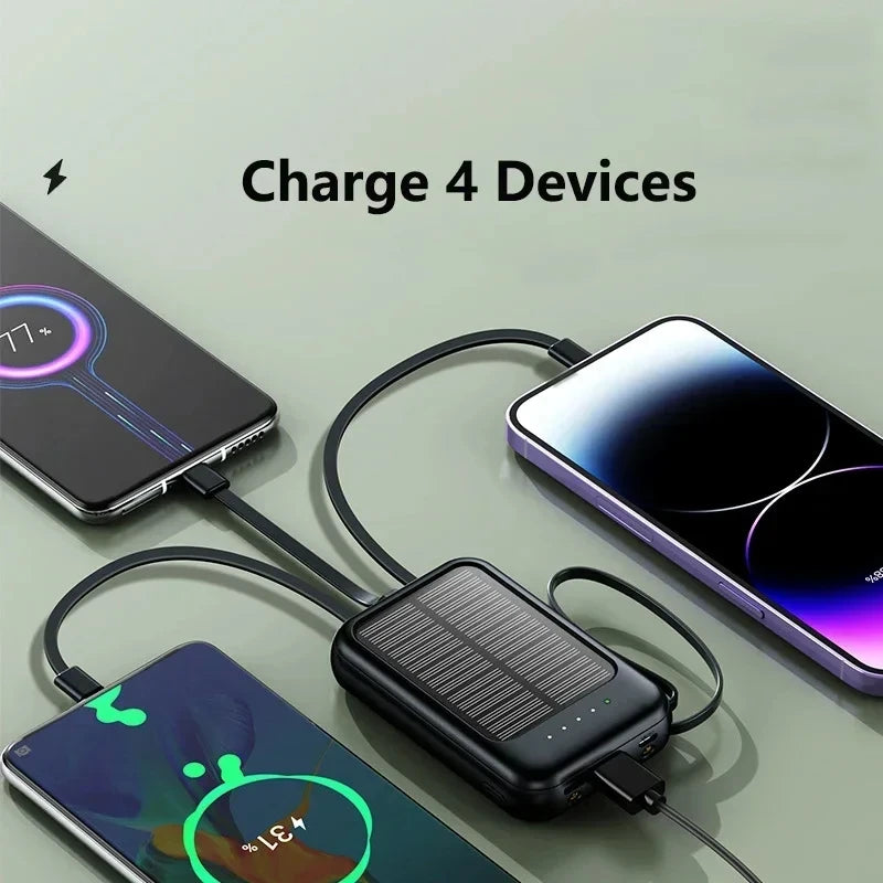 Solar Battery Bank with Fast Charging Cables