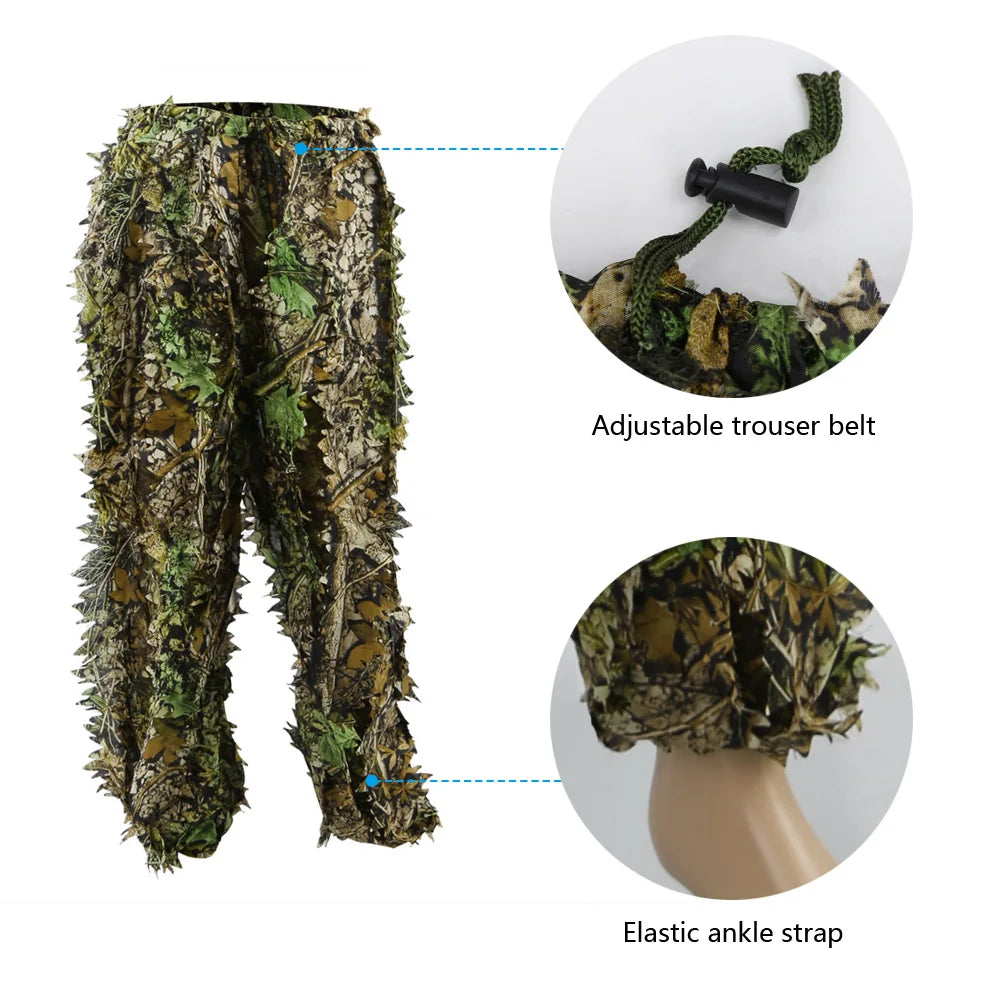 Ghillie Suits for Kids and Adults, Maple Leaf, Bionic Hunting Clothes, Airsoft Camouflage, Jungle Suit, Gillies Pants, Hooded