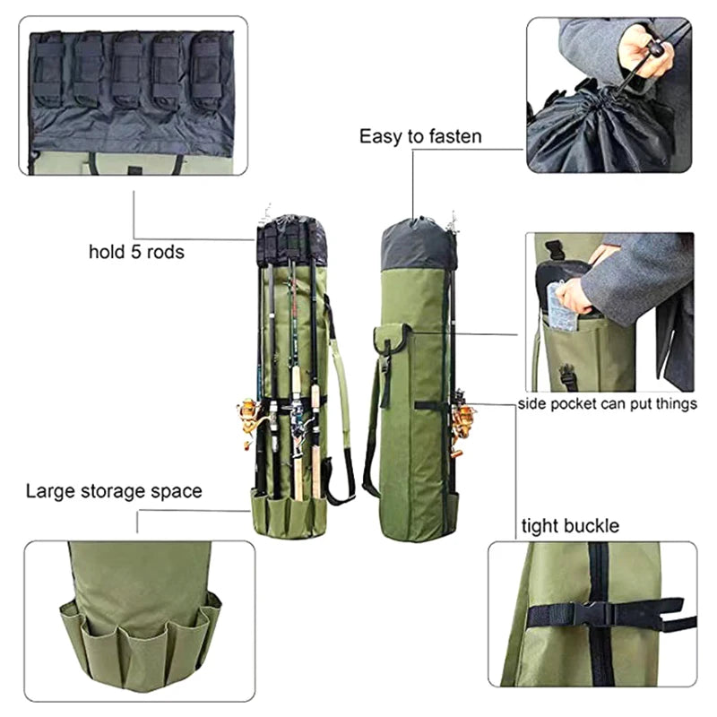 Portable Fishing Rod Bag Pole and Reel Carrier Storage Case