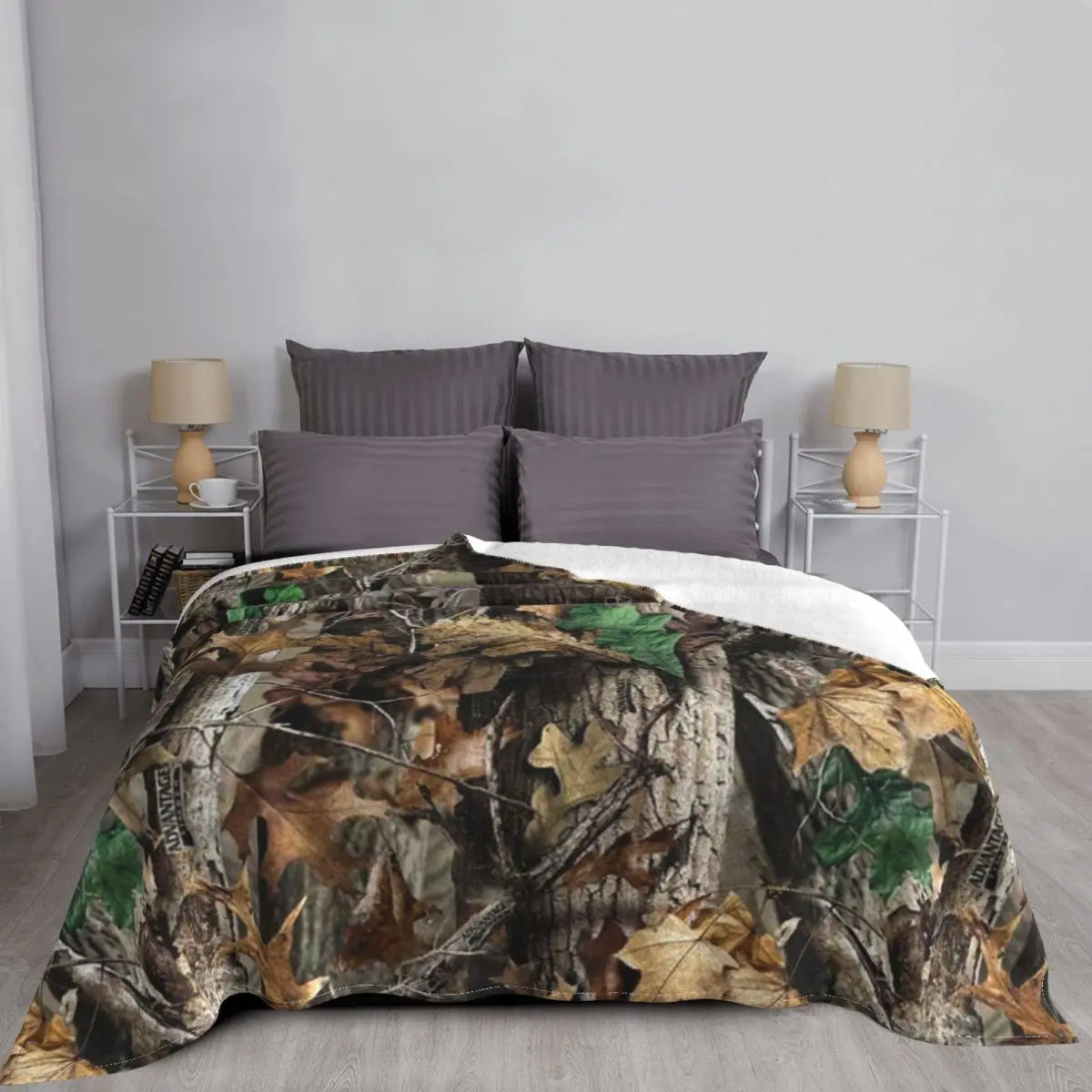 Ultra-Soft Fleece Real Tree Camouflage Camo Throw Blanket Flannel Soldier Military Blankets for Bedding Travel Couch Bedspreads