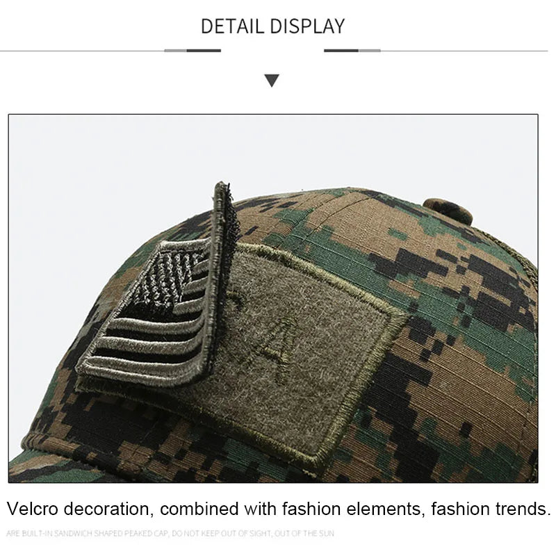 Hat Summer Sun Shading  Camouflage Baseball Cap Badge Embroidered Patch Hats Men's Outdoor Hiking Climbing Tactical Peaked Cap